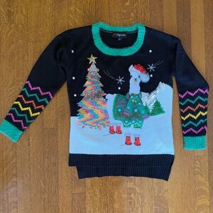 Santa Llama Ugly Christmas Holiday. Size S